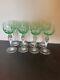 Vintage Uranium Glass Set of 8 Wine Glasses with Thumbprint Design