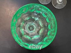 Vintage Uranium Glass Set of 8 Wine Glasses with Thumbprint Design
