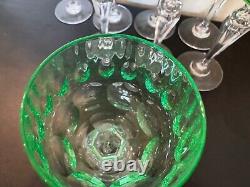 Vintage Uranium Glass Set of 8 Wine Glasses with Thumbprint Design