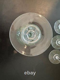 Vintage Uranium Glass Set of 8 Wine Glasses with Thumbprint Design