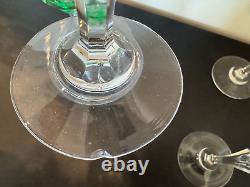 Vintage Uranium Glass Set of 8 Wine Glasses with Thumbprint Design