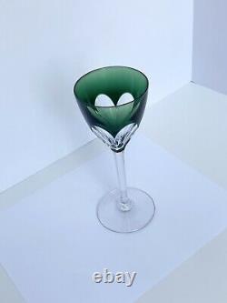Vintage VSL Val St-Lambert Emerald Green Crystal Wine Glasses Osram Pattern! (1)