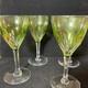 Vintage Val Saint Lambert 4Pcs Green Chartreuse Crystal Wine Glasses