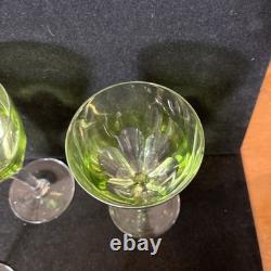 Vintage Val Saint Lambert 4Pcs Green Chartreuse Crystal Wine Glasses