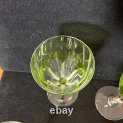 Vintage Val Saint Lambert 4Pcs Green Chartreuse Crystal Wine Glasses