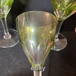 Vintage Val Saint Lambert 4Pcs Green Chartreuse Crystal Wine Glasses
