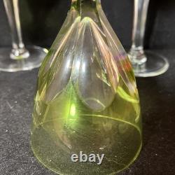 Vintage Val Saint Lambert 4Pcs Green Chartreuse Crystal Wine Glasses