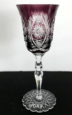 Vintage Val St Lambert Amethyst Lilac Cased To Clear Crystal Wine Goblet