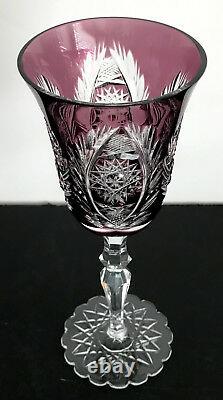 Vintage Val St Lambert Amethyst Lilac Cased To Clear Crystal Wine Goblet