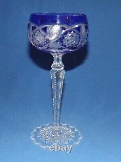 Vintage Val St Lambert Crystal 7 3/4 High Goblet, Cobalt Blue Overlay EXCELLENT