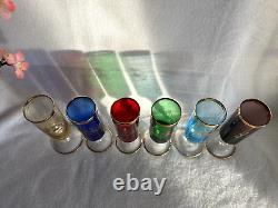 Vintage Venetian Glass Decanter & Wine Glasses with Gold Rim (7 pieces)