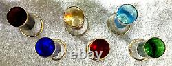 Vintage Venetian Glass Decanter & Wine Glasses with Gold Rim (7 pieces)