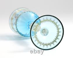 Vintage Venetian Murano Blue Blown Glass Wine Hock Gold Speck Stem Mythological