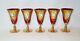 Vintage Venetian Murano Cenedese Vetri Red & Gold Handpainted Wine Glasses Set 5