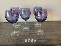 Vintage Very Rare Purple Iridescent Wine Glasses Luminarc Made In France
