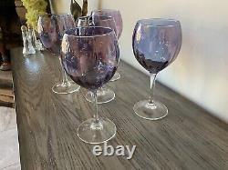 Vintage Very Rare Purple Iridescent Wine Glasses Luminarc Made In France
