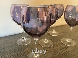 Vintage Very Rare Purple Iridescent Wine Glasses Luminarc Made In France