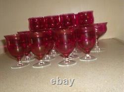 Vintage Virginia Glass Co. Iridescent Cranberry Red Wine Glasses Plus Lot 23 Pcs