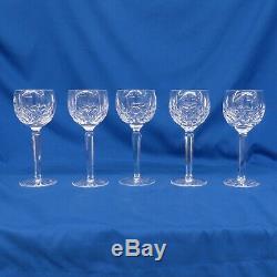 Vintage WATERFORD Lismore 7 1/2 Wine Hock Crystal Balloon Goblets Lot Of 5