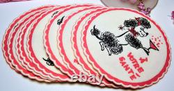 Vintage WINE GLASSES & POODLES Wine Glasses, Drink Charms, Napkins and Coasters