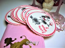 Vintage WINE GLASSES & POODLES Wine Glasses, Drink Charms, Napkins and Coasters