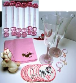 Vintage WINE GLASSES & POODLES Wine Glasses, Drink Charms, Napkins and Coasters