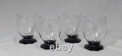 Vintage Water Wine Cocktail Glasses Scalloped Base Set Of 4