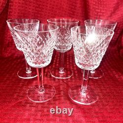 Vintage Waterford Alana Crystal Wine Glasses Set Of 5