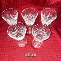 Vintage Waterford Alana Crystal Wine Glasses Set Of 5