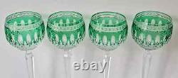 Vintage Waterford Clarendon Green Lead Crystal Wine Glasses, Set Of 4, Marked