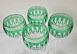 Vintage Waterford Clarendon Green Lead Crystal Wine Glasses, Set Of 4, Marked
