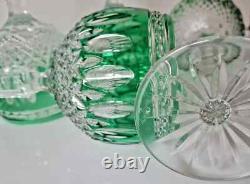 Vintage Waterford Clarendon Green Lead Crystal Wine Glasses, Set Of 4, Marked