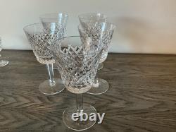 Vintage Waterford Crystal Alana Wine Glasses Set Of Five Diamond Pattern