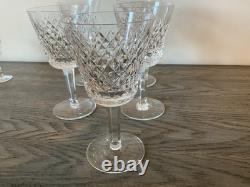 Vintage Waterford Crystal Alana Wine Glasses Set Of Five Diamond Pattern