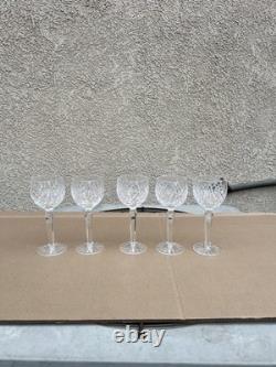 Vintage Waterford Crystal Lismore Hock Wine Glasses. Set of 5 All Marked