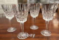 Vintage Waterford Crystal Lismore Tall Water Goblets 8-1/4 Set of 4 Glasses