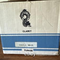 Vintage Waterford Crystal SHEILA Claret Wine Glasses 6 NIB Unopened 604-175