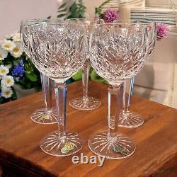 Vintage Waterford Crystal Set Of 5 Lismore Hock Wine Glasses NEW