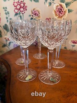 Vintage Waterford Crystal Set Of 5 Lismore Hock Wine Glasses NEW