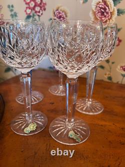 Vintage Waterford Crystal Set Of 5 Lismore Hock Wine Glasses NEW