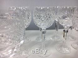 Vintage Waterford Crystal Set of 14 Multi Pattern Water Wine Goblets Glasses