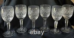 Vintage Waterford Crystal Slane Claret Wine Glasses Set 6 Ireland 6.5H Bar EUC