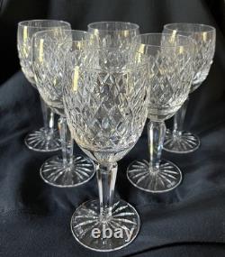 Vintage Waterford Crystal Slane Claret Wine Glasses Set 6 Ireland 6.5H Bar EUC