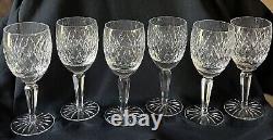 Vintage Waterford Crystal Slane Claret Wine Glasses Set 6 Ireland 6.5 H EUC
