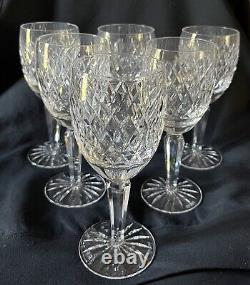 Vintage Waterford Crystal Slane Claret Wine Glasses Set 6 Ireland 6.5 H EUC