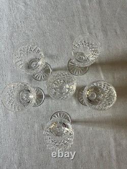 Vintage Waterford Crystal Slane Claret Wine Glasses Set 6 Ireland 6.5 H EUC