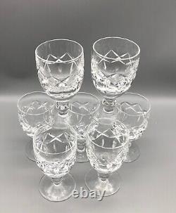 Vintage Waterford Cut Crystal Glass Kerry Older Ball Stem Claret Wine Set 7