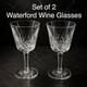 Vintage Waterford Lismore Claret Wine Glasses Set of 2 Crystal Stemware, 4oz 6