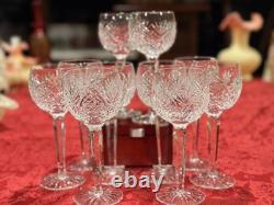 Vintage Waterford Lismore Crystal Balloon Wine Glasses 7 Signed Ex Cond 10pc