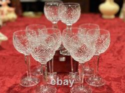 Vintage Waterford Lismore Crystal Balloon Wine Glasses 7 Signed Ex Cond 10pc